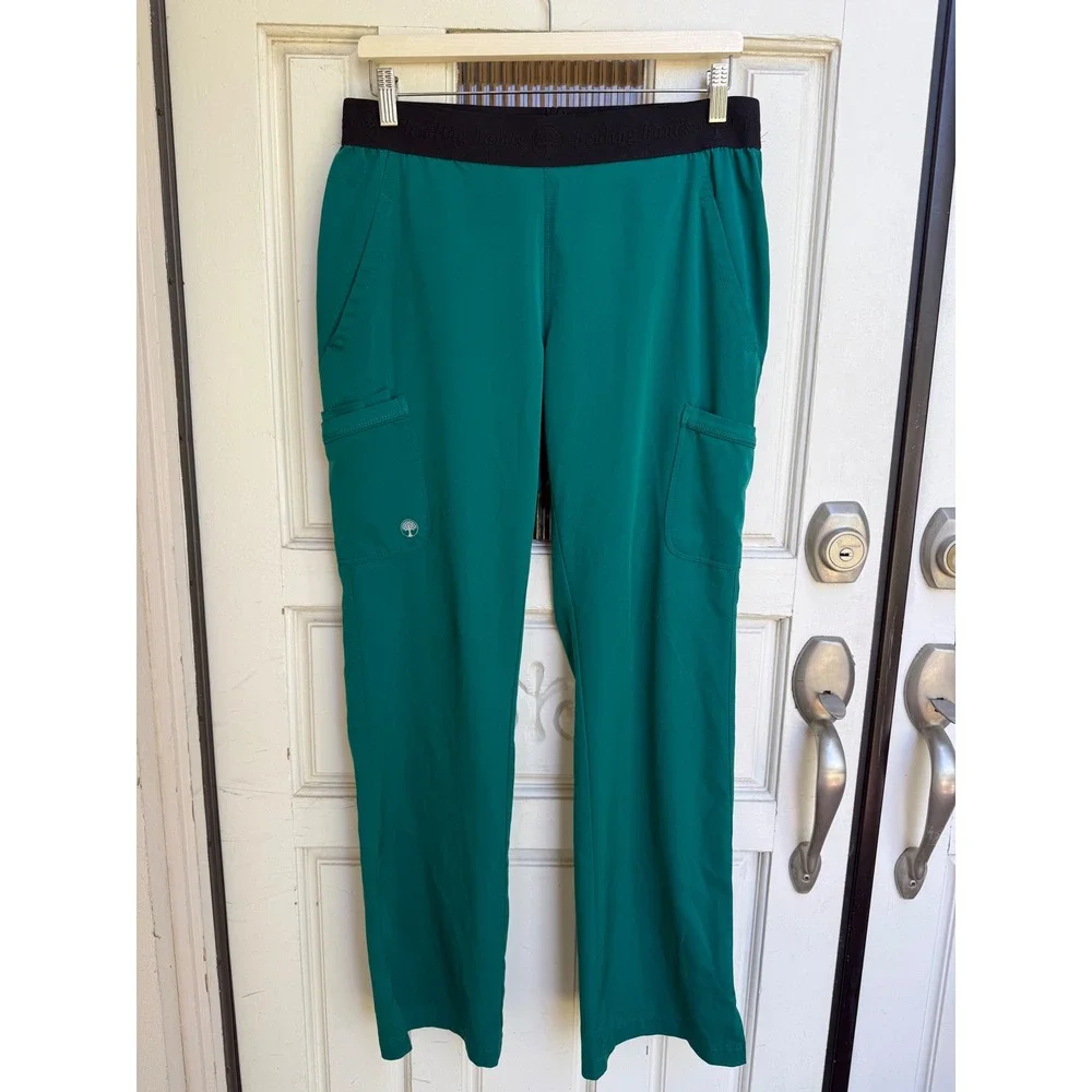 Healing Hands HH Works Rebecca Green Scrub Pants Womens Yoga Waist Size Medium‎